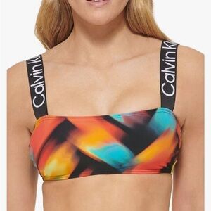 NWT Calvin Klein Women's Printed Logo Strap Bikini Bra Top  Size M